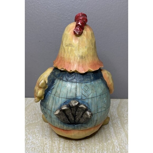 Fat Yellow Rooster Free Standing w/Ladybug/Beatle in His Flowering Clothes - Picture 3 of 7